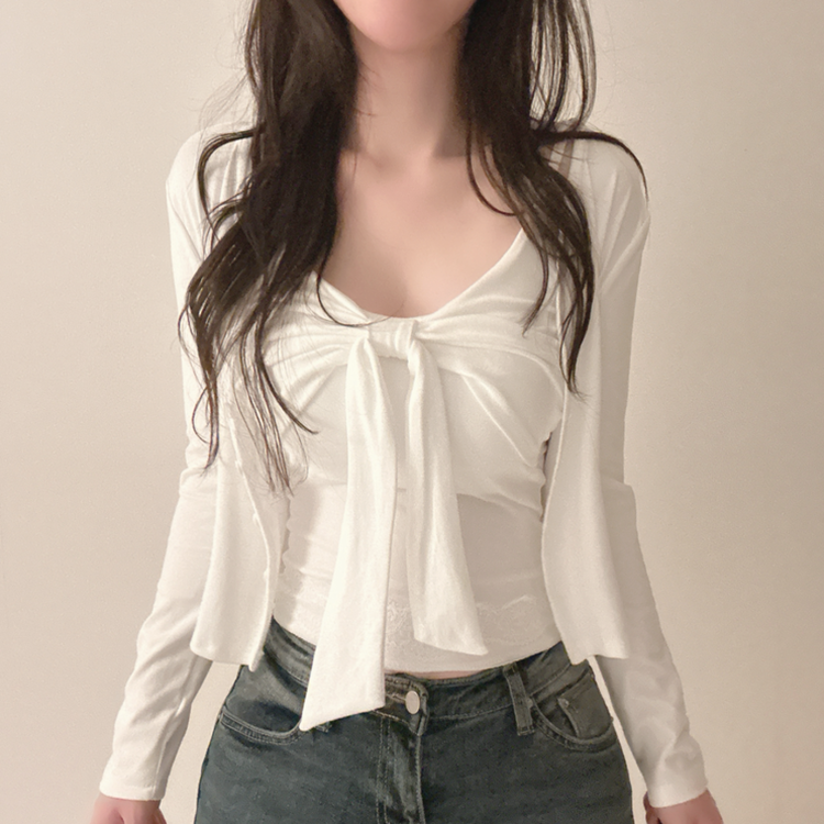 【SET】ビッグリボンキャミソール＋カーディガン WHITE