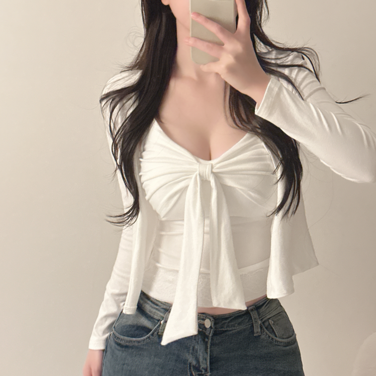 【SET】ビッグリボンキャミソール＋カーディガン WHITE