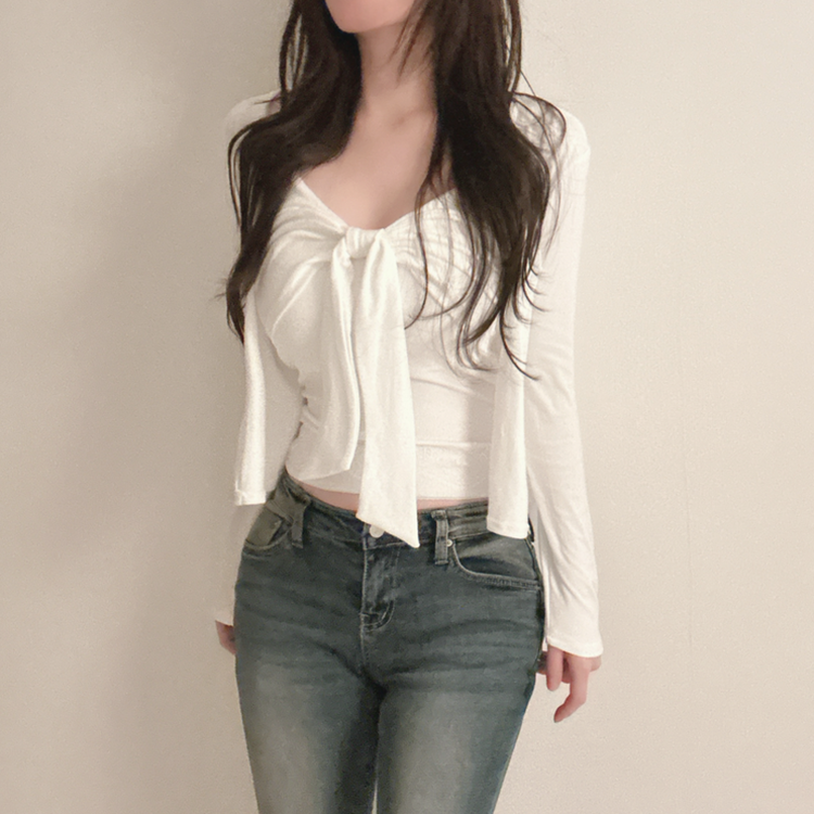 【SET】ビッグリボンキャミソール＋カーディガン WHITE