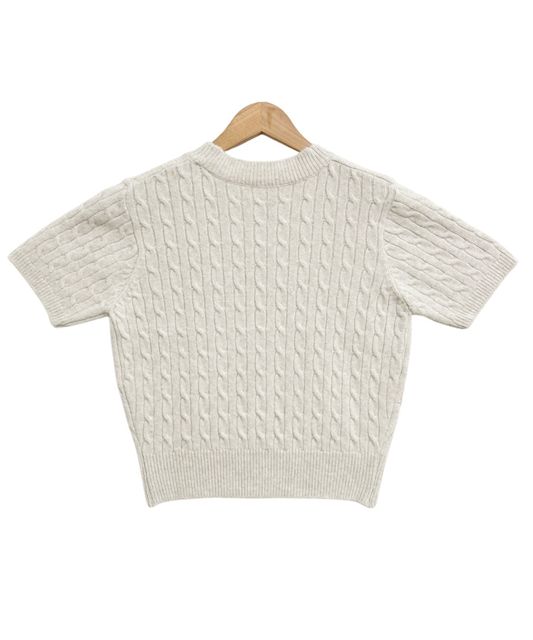 ケーブルラウンド半袖ニット(5color)