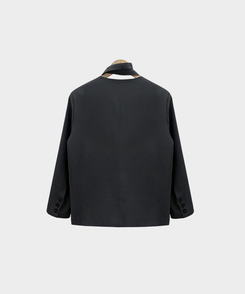 초커SET 유어스 노카라 루즈핏 싱글 하프 자켓