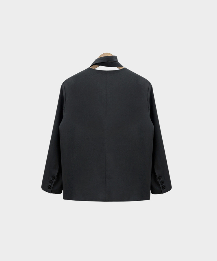 초커SET 유어스 노카라 루즈핏 싱글 하프 자켓