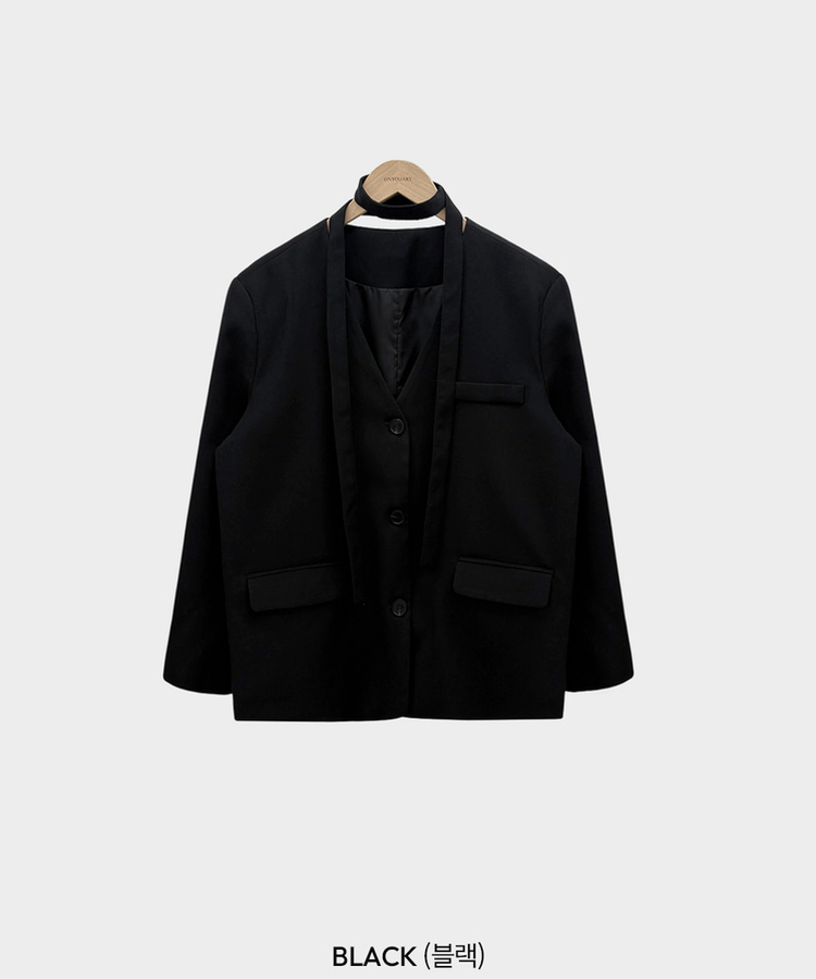 초커SET 유어스 노카라 루즈핏 싱글 하프 자켓