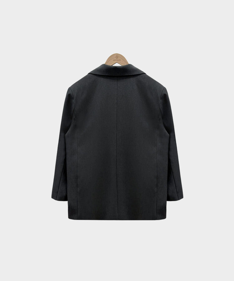 직각어깨 만들어주는모노톤 오버핏 투버튼 자켓 레이어드 랩스커트 투피스 셋업 세트