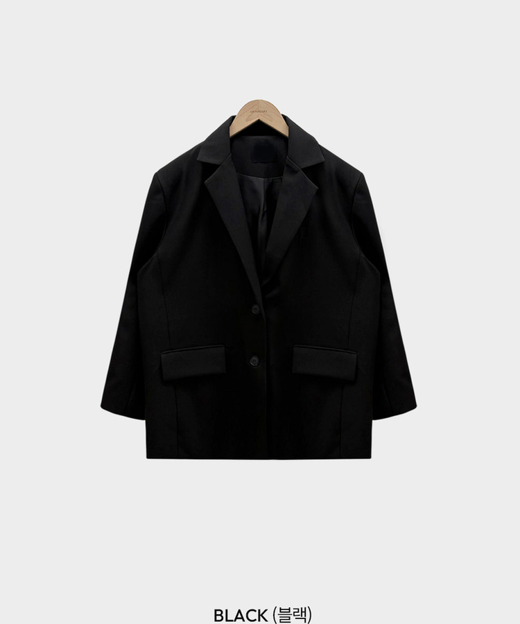 직각어깨 만들어주는모노톤 오버핏 투버튼 자켓 레이어드 랩스커트 투피스 셋업 세트