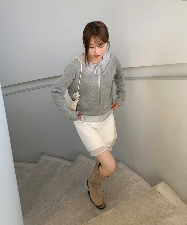 シフォンレイヤーAラインスカート IVORY