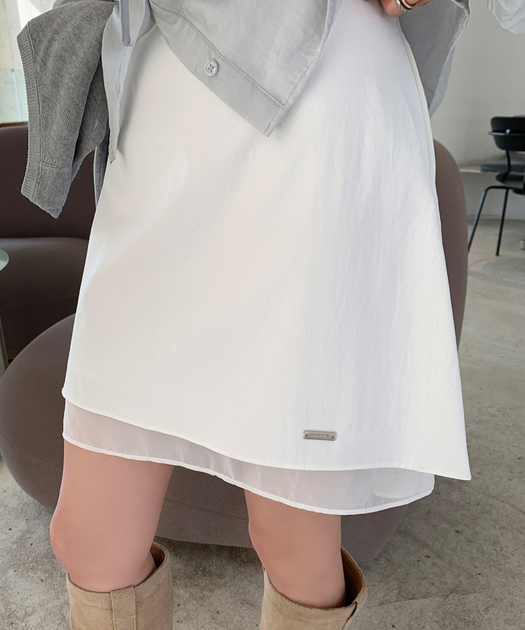 シフォンレイヤーAラインスカート IVORY