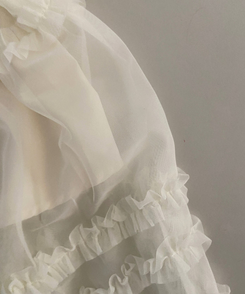 シースルーフリルレースロングスカート