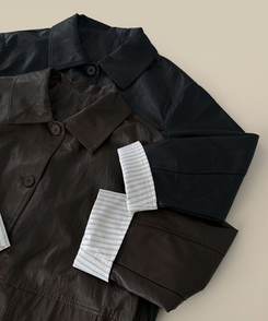 ストライプオーバーレザーハーフジャケット