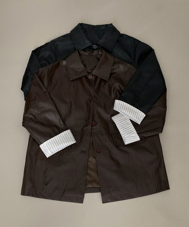 ストライプオーバーレザーハーフジャケット