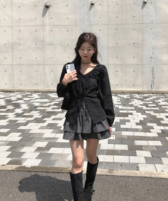 ティアードフレアミニスカート GREY