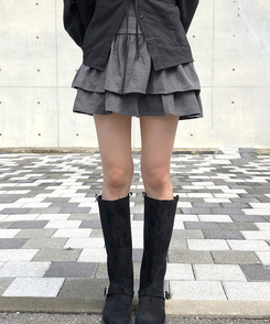 ティアードフレアミニスカート GREY