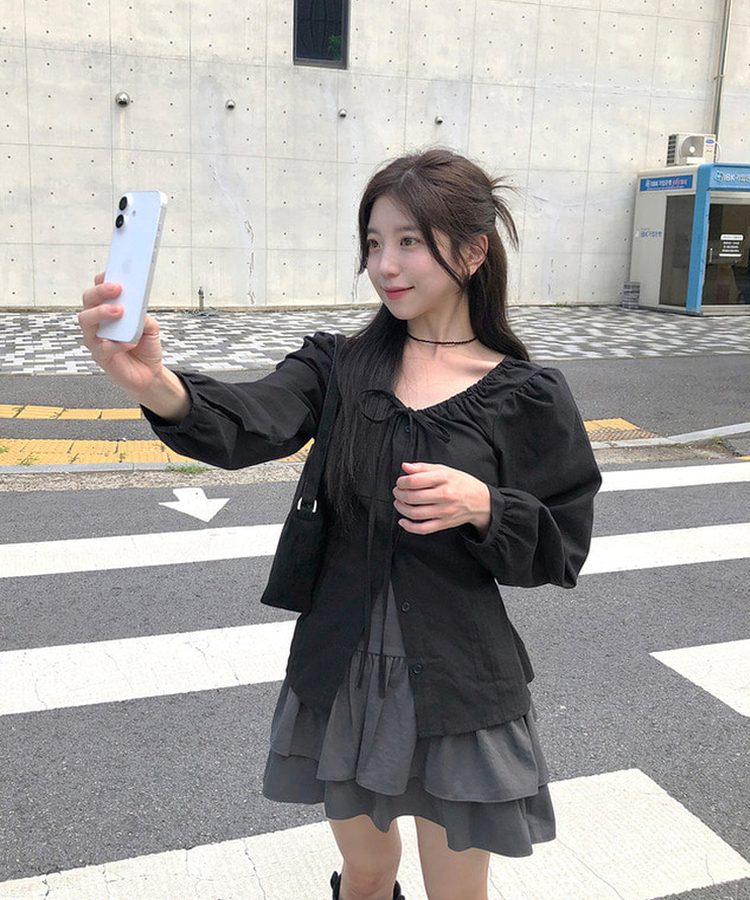 ティアードフレアミニスカート GREY