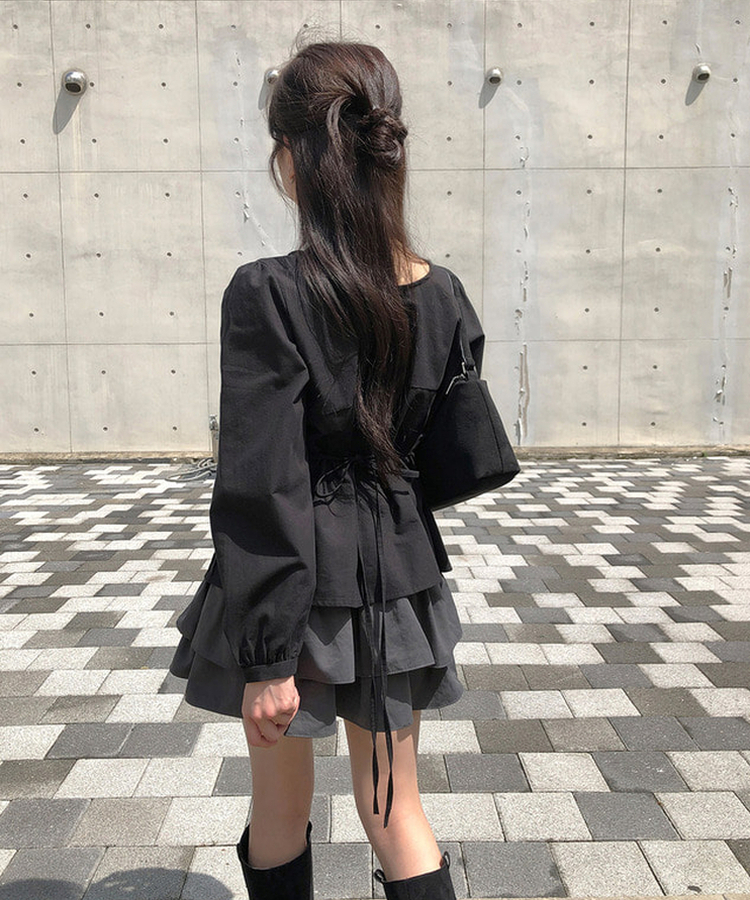 ティアードフレアミニスカート GREY