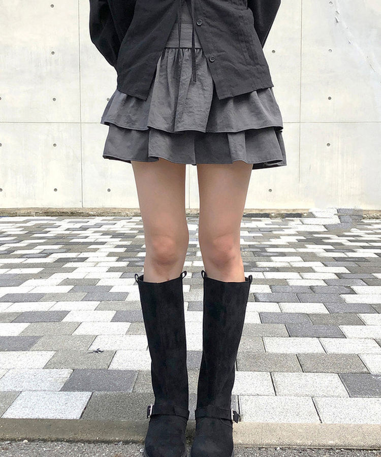 ティアードフレアミニスカート GREY