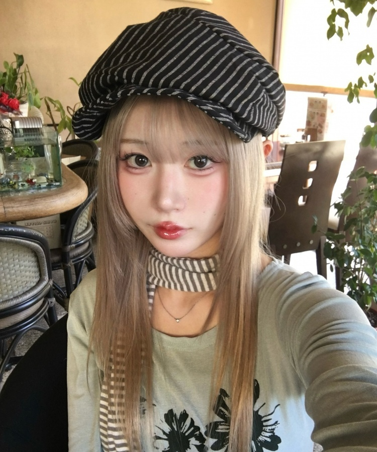 스트라이프 린넨 캐스켓 블랙