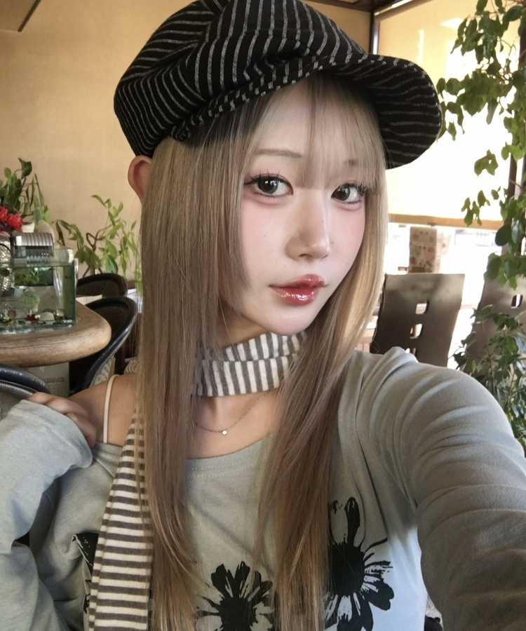 스트라이프 린넨 캐스켓 블랙