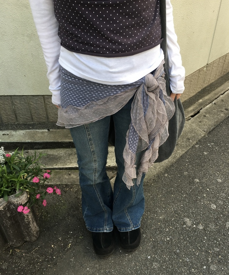 ドットフリルレーススカーフ SKY BLUE