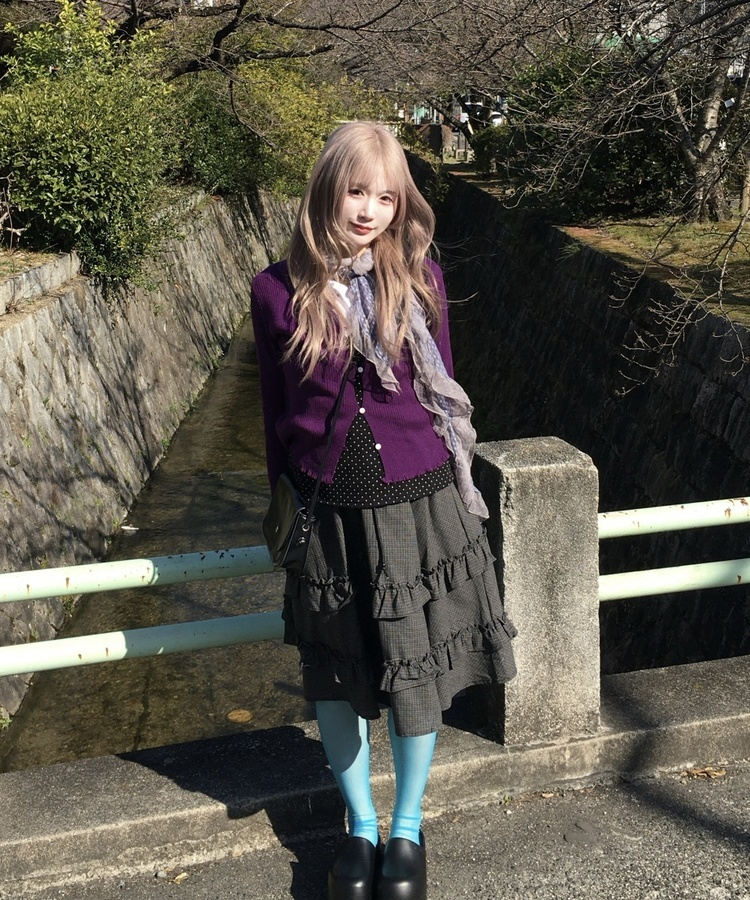 ドットフリルレーススカーフ SKY BLUE