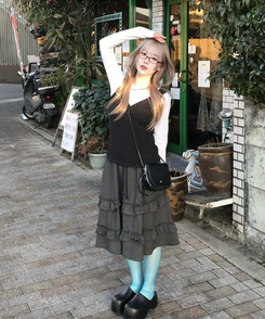 チェックフリルスカート BLACK