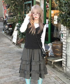 チェックフリルスカート BLACK