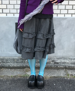 チェックフリルスカート BLACK