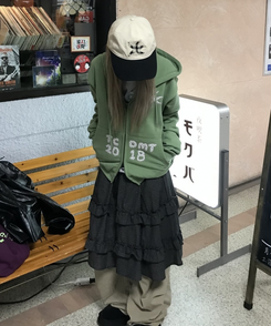 チェックフリルスカート BLACK