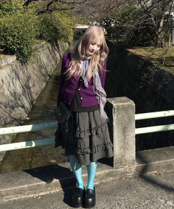 チェックフリルスカート BLACK