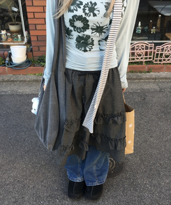 チェックフリルスカート BLACK