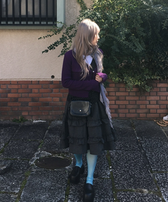 チェックフリルスカート BLACK