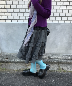 チェックフリルスカート BLACK