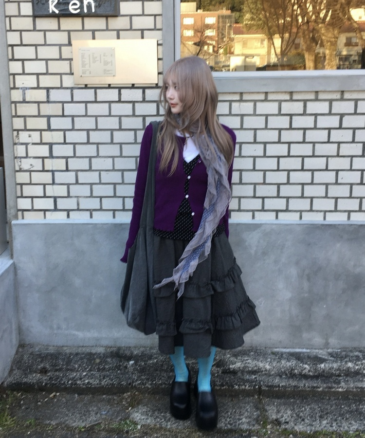 チェックフリルスカート BLACK