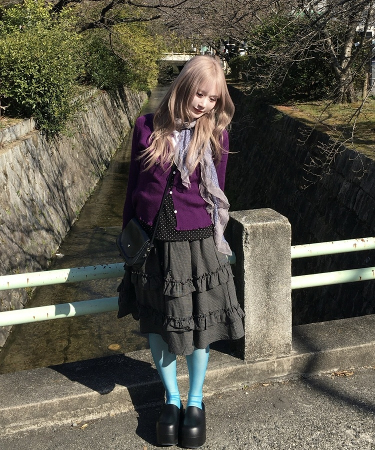 チェックフリルスカート BLACK