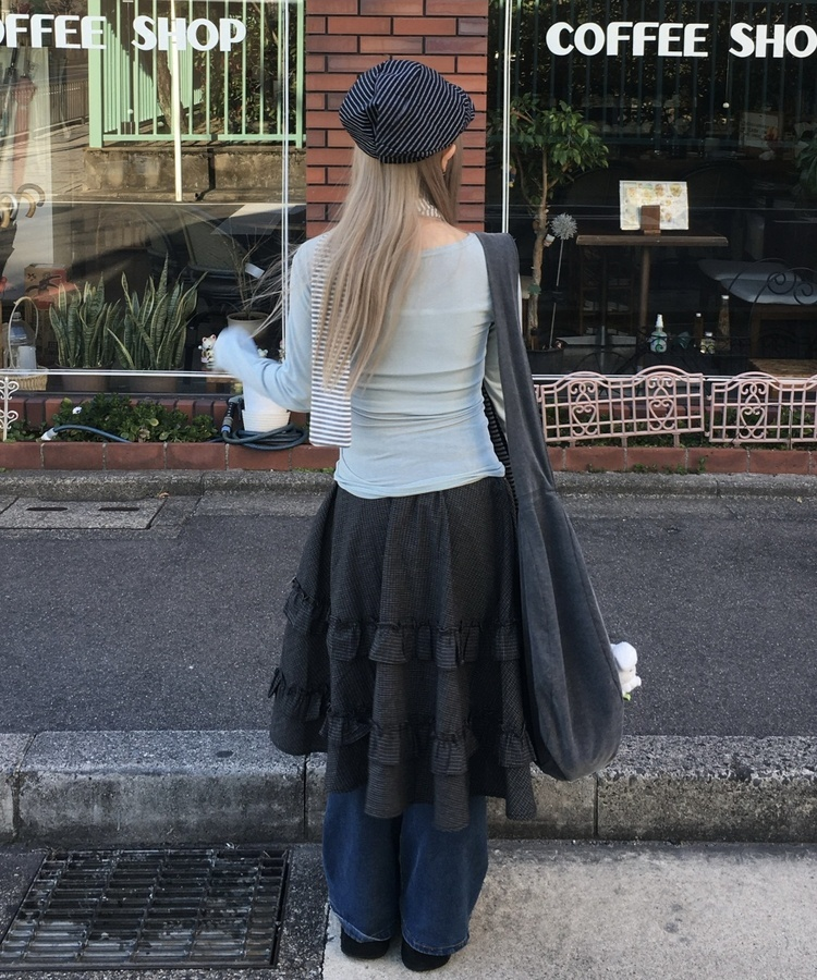 チェックフリルスカート BLACK