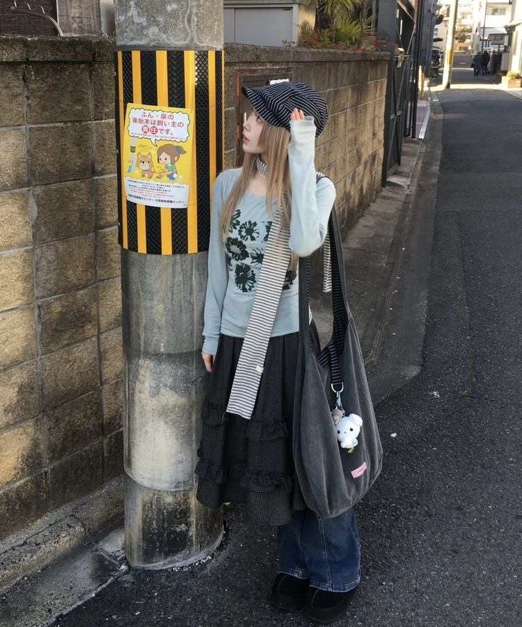 フラワー柄シアーTシャツ MINT