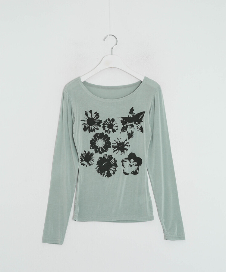 フラワー柄シアーTシャツ