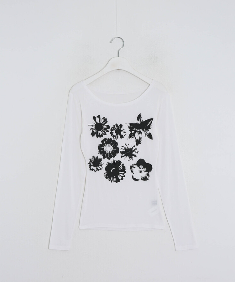 フラワー柄シアーTシャツ
