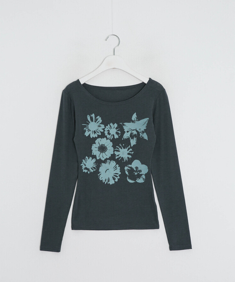 フラワー柄シアーTシャツ