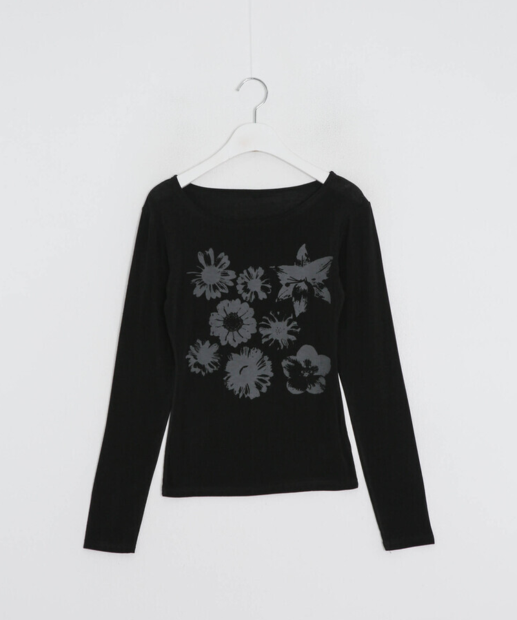 フラワー柄シアーTシャツ