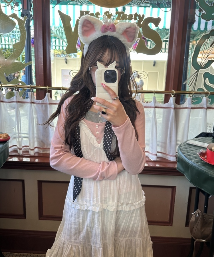 レイヤードヘンリーネック長袖Ｔシャツ PINK