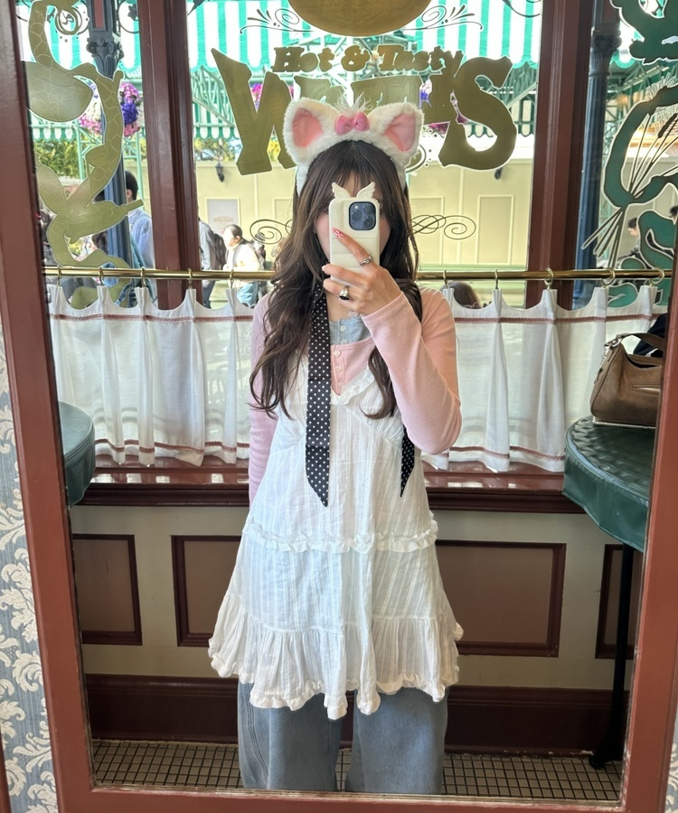 レイヤードヘンリーネック長袖Ｔシャツ PINK