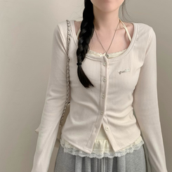 ワッペンペンダントリブカーディガン BEIGE