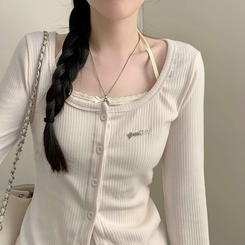 ワッペンペンダントリブカーディガン BEIGE