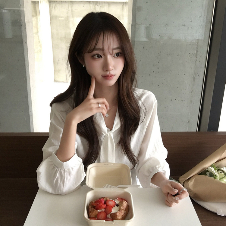 フリルストラップリボンシースルーブラウス WHITE