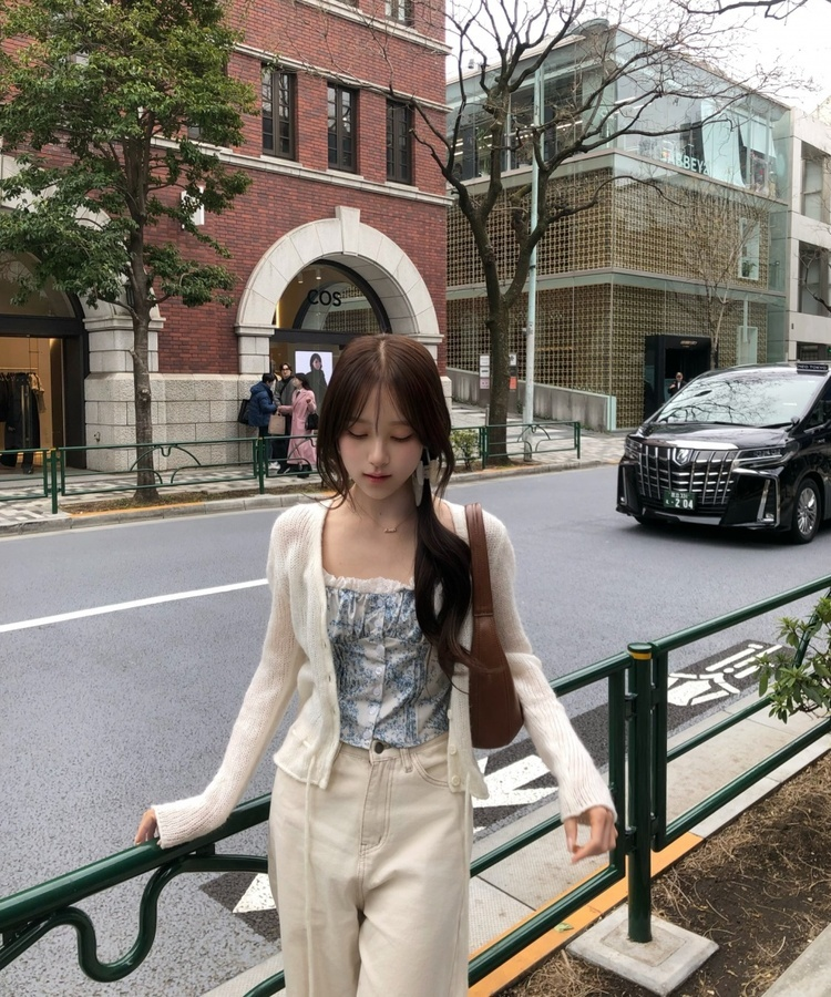 레이스 리본 뷔스티에 나시 아쿠아블루