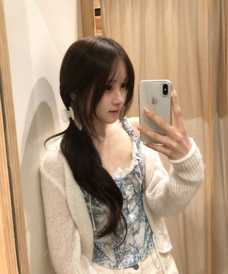 레이스 리본 뷔스티에 나시 아쿠아블루