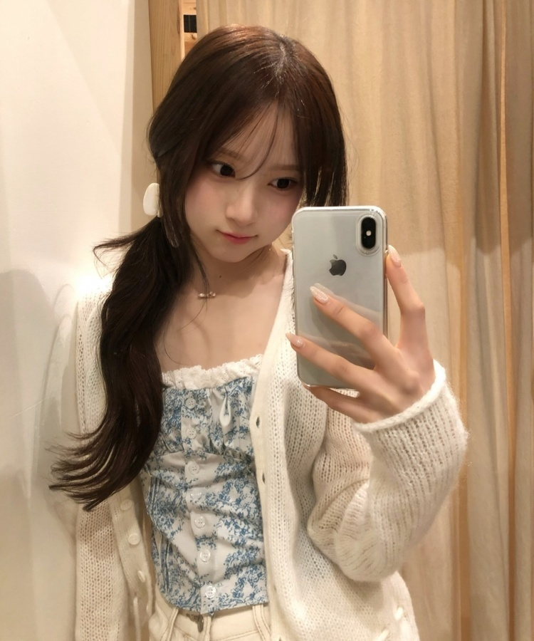 레이스 리본 뷔스티에 나시 아쿠아블루