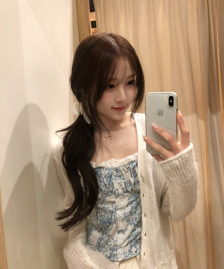 레이스 리본 뷔스티에 나시 아쿠아블루