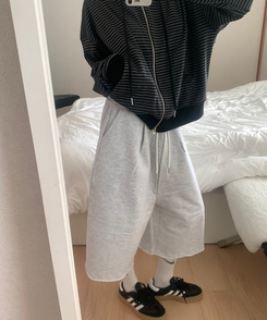 ピンテックバミューダオーバーフィットパンツ MELANGE WHITE