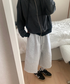 ピンテックバミューダオーバーフィットパンツ MELANGE WHITE